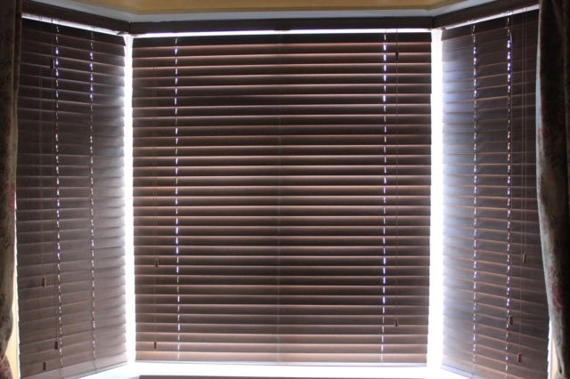 3 section bay Wood Venetian Blinds
