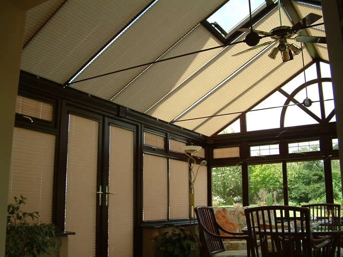 INTU Pleated blinds with matching roof blinds.