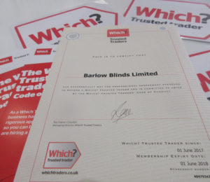 which? trusted trader certificate for barlow blinds blinds company