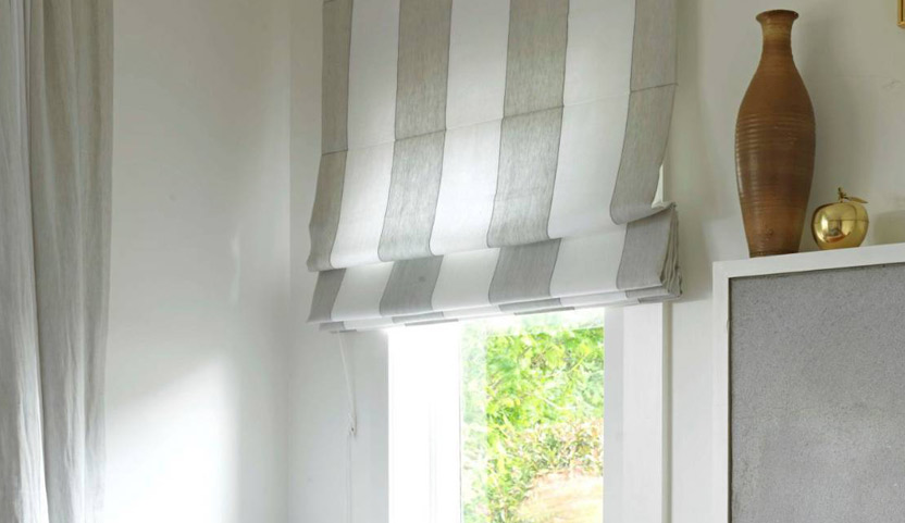 White and Grey Roman Blind