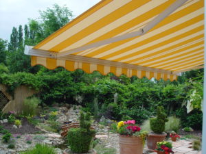yellow awning with valance