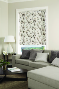 Grey flower roller blinds